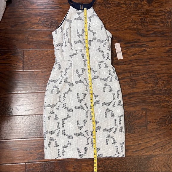 NWT Katherine Kelly “Mackenzie Dress” Ivory/Navy Exquisite Stitched Overlay Sz 2 - Picture 7 of 15